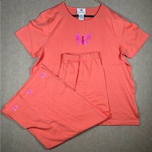 QUACKER FACTORY long skirt Butterfly medium slit With Matching Shirt SZ 2X